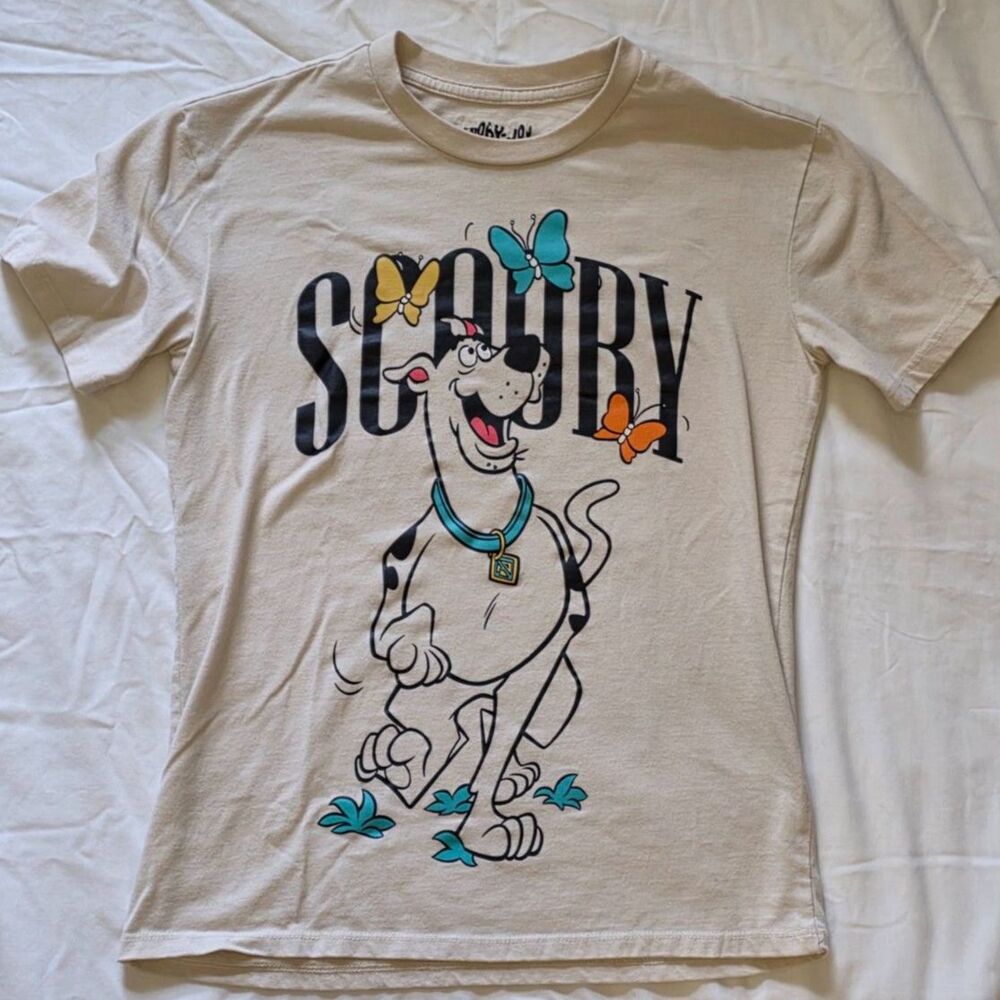 Scooby-Doo Graphic T-Shirt Beige Short Sleeve Tee Women's XS